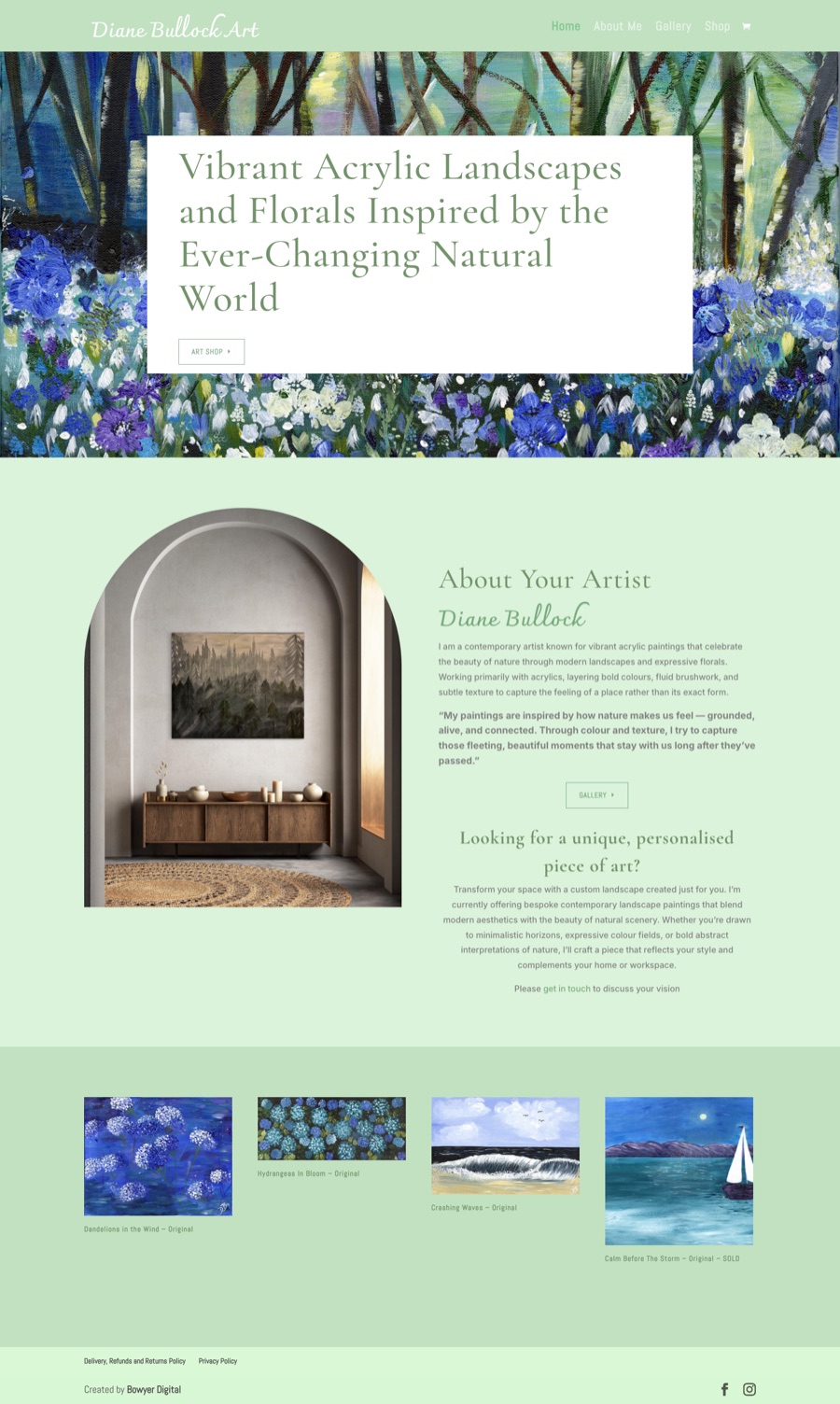 Screenshot of the Diane Bullock Art website